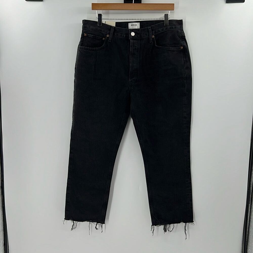 Agolde Women's Riley High Rise Straight Crop Jeans - Black - 33 - NWT